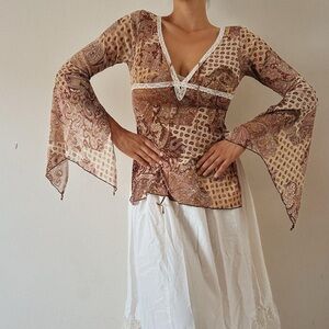 Y2K Vintage Boho Paisley Blouse
